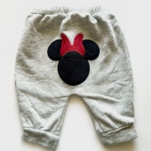 GAP Gray Kids Jogger Pants with Black Minnie Patch and Red Bow